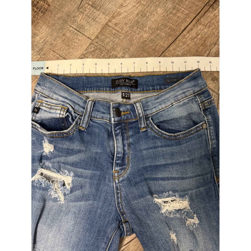 Judy Blue Los Angeles Distressed Skinny Jeans Womens 5 27 Medium Wash Ripped - Picture 6 of 14
